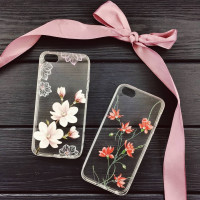 Накладка силиконовая OuCase for Aspor Swarowski для Samsung J250/J2 2018- Цветы красные