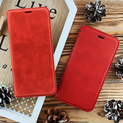 Чехол- книжка Leather Folio (high copy) для Samsung A8 Plus/A730- красный