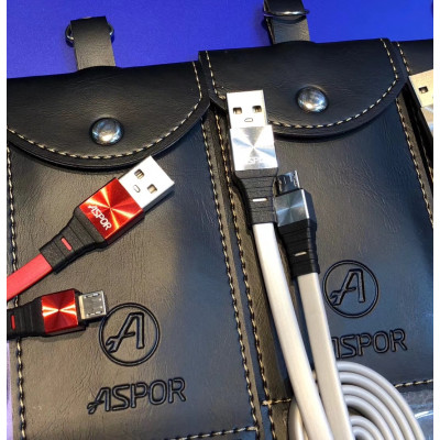 USB кабель Aspor A158 New Micro Плоский Silicon  2.4A/1.2м- серебро
