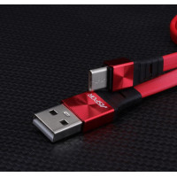USB кабель Aspor A160 Type-C Плоский Silicon  2.4A/1.2м- красный