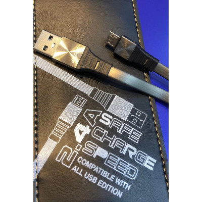 USB кабель Aspor A158 New Micro Плоский Silicon  2.4A/1.2м- графит