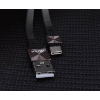 USB кабель Aspor A160 Type-C Плоский Silicon  2.4A/1.2м- графит