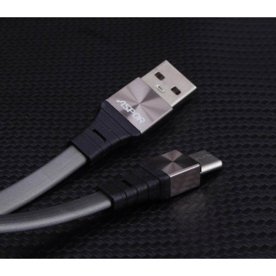 USB кабель Aspor A160 Type-C Плоский Silicon  2.4A/1.2м- графит