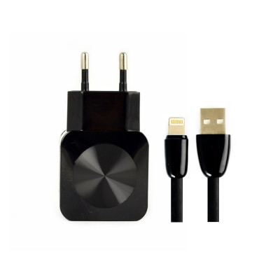 СЗУ Aspor F13C Carbon Series 2.1A/2USB + USB кабель Lightning- черный