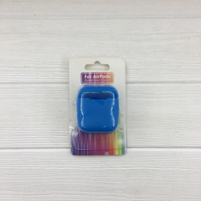 Силиконовый чехол Soft Touch для AirPods пластиковая упаковка- голубой