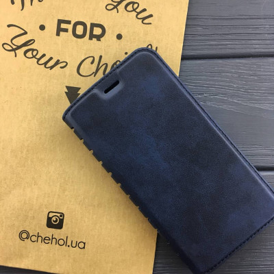 Чехол- книжка Leather Folio (high copy) для Huawei Y7 Pro 2019- синий