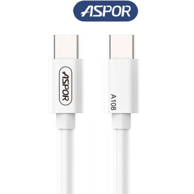 USB-C кабель Aspor A108 Type-C to Type-C 3.1A/1м- белый