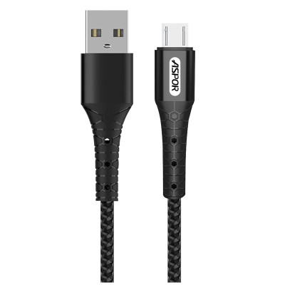 USB кабель Aspor A191 Micro 2.4A/1м- черный