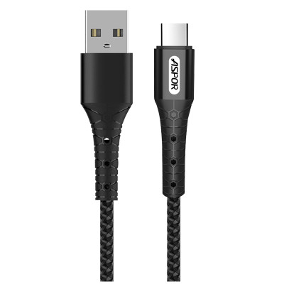 USB кабель Aspor A193 Type-C 2.4A/1м- черный