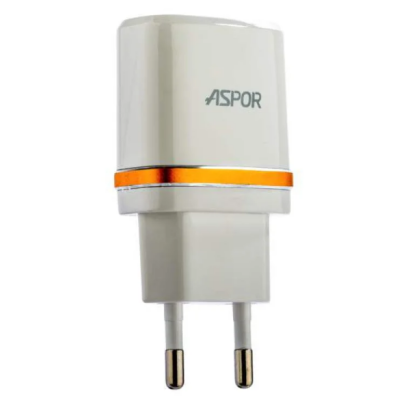 СЗУ Aspor A828 Econom пак (2USB/2.4A) + USB кабель Micro- белый