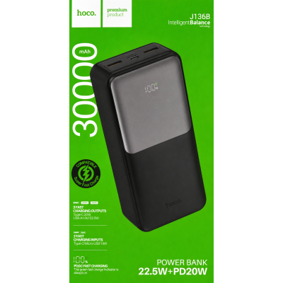 Повербанк Hoco J136B Sirui 30000mAh 22.5W+PD20W Black