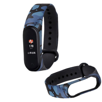 Ремешок силиконовый для Mi Band 5 Fancy- №1 хаки голубой