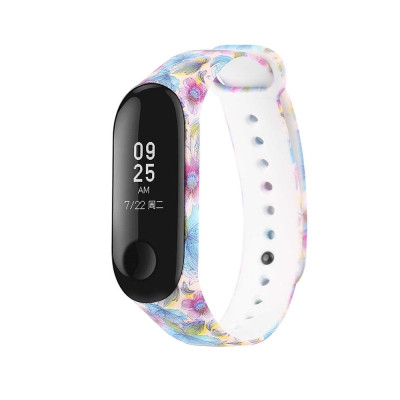 Ремешок силиконовый для Mi Band 5 Fancy- №15 синие цветы