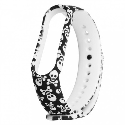 Ремешок силиконовый для Mi Band 5 Fancy- №19 череп