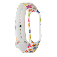 Ремешок силиконовый для Mi Band 5 Fancy- №21 цветная ромашка