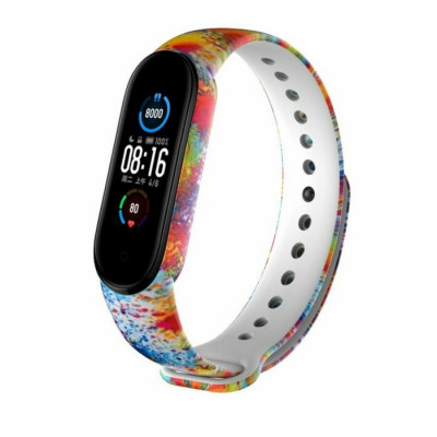 Ремешок силиконовый для Mi Band 5 Fancy- №6 цветной