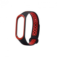 Ремешок силиконовый для Mi Band 5 Nike- №1 черно-красный