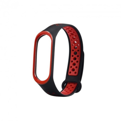 Ремешок силиконовый для Mi Band 5 Nike- №1 черно-красный