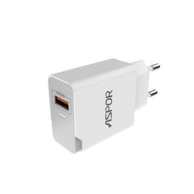 Мережевий зарядний пристрій Aspor A822 Fast Charger (USB/3A/18W)- білий
