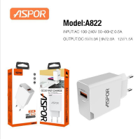 Мережевий зарядний пристрій Aspor A822 Fast Charger (18W QC3.0 1USB/3A) + USB кабель Micro- білий