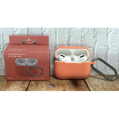 Чехол Soft для Airpods Pro Case (0.2mm) с карабином- папайя