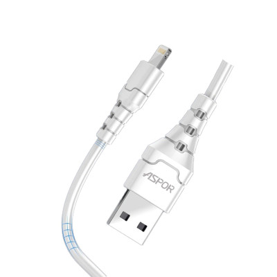 USB кабель Aspor A101 Lightning Fast Charge 3A/1м- белый