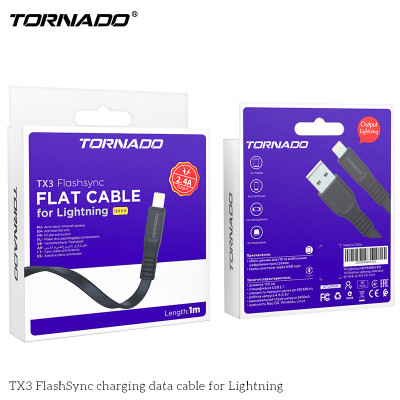 USB кабель Tornado TX3 Lightning (2,4A/1м)- черный