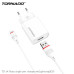 Мережевий зарядний пристрій Tornado TD-14 (1USB/2.1A/1м) + USB кабель Lightning- білий