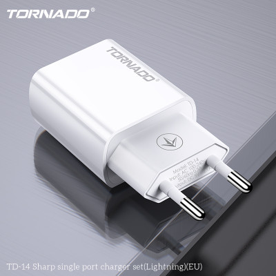 Мережевий зарядний пристрій Tornado TD-14 (1USB/2.1A/1м) + USB кабель Lightning- білий