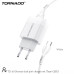 СЗУ Tornado TD-16 (2USB/2.4A/1м) + USB кабель Type-C- белый