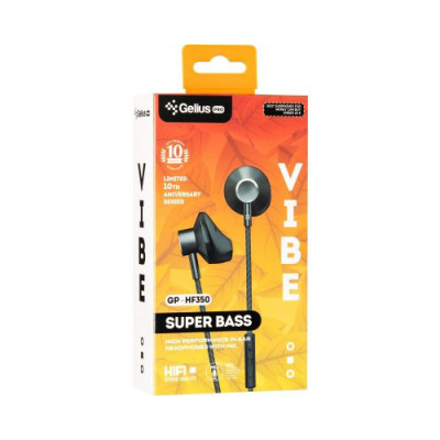 (DL UA) Навушники з мікрофоном Gelius Pro GP-HF350 Vibe + button call answering + volume control- чорний