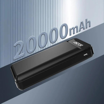 Power Bank Aspor A396 PD 20000mAh (22.5W/PD USB-C laptops fast charging)- чорний