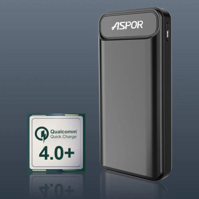 Power Bank Aspor A396 PD 20000mAh (22.5W/PD USB-C laptops fast charging)- чорний