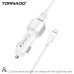 Автомобільний зарядний пристрій Tornado L-22 (2USB/2.4A/1м) + USB кабель Lightning- білий