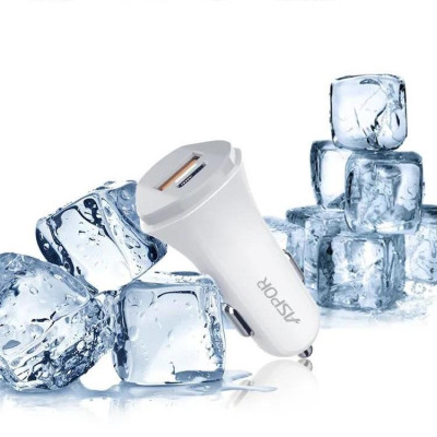 Автомобільний зарядний пристрій Aspor A907 блочок (1USB/1USB-C/3.0A)- білий