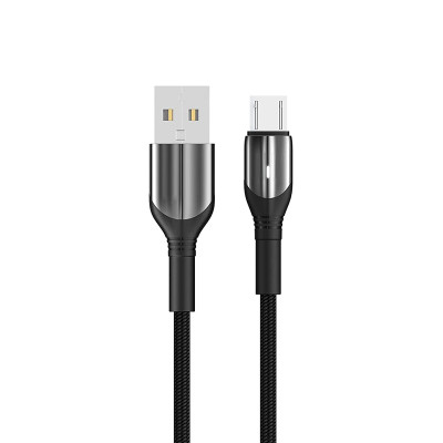 USB кабель Aspor AC-08 Micro Nylon/LED 3A/1.0м- чорний
