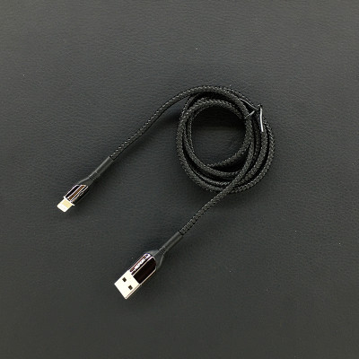 USB кабель Aspor AC-09 Lightning Nylon/LED 3A/1.0м- чорний