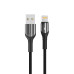 USB кабель Aspor AC-09 Lightning Nylon/LED 3A/1.0м- чорний