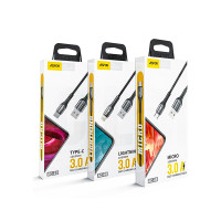 USB кабель Aspor AC-09 Lightning Nylon/LED 3A/1.0м- чорний