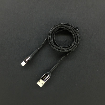 USB кабель Aspor AC-10 Type-C Nylon/LED 3A/1.0м- чорний