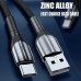 USB кабель Aspor AC-10 Type-C Nylon/LED 3A/1.0м- чорний