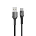 USB кабель Aspor AC-10 Type-C Nylon/LED 3A/1.0м- чорний