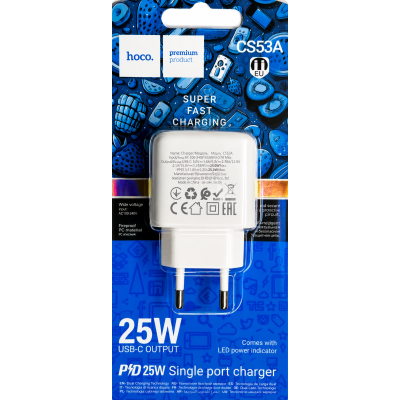 Мережевий зарядний пристрій Hoco CS23A QC3.0 PD 30W (USB/Type C)-чорний