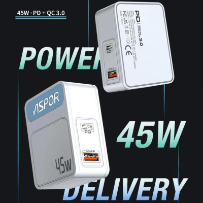 Мережевий зарядний пристрій Aspor A839 PD QC3.0 (45W PD)- білий