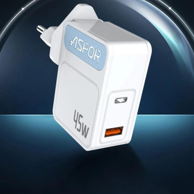 Мережевий зарядний пристрій Aspor A839 PD QC3.0 (45W PD)- білий