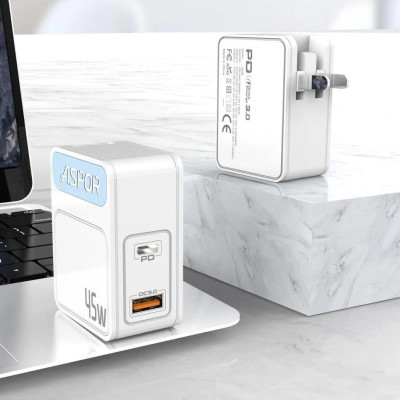 Мережевий зарядний пристрій Aspor A839 PD QC3.0 (45W PD)- білий