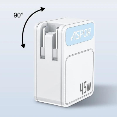 Мережевий зарядний пристрій Aspor A839 PD QC3.0 (45W PD)- білий