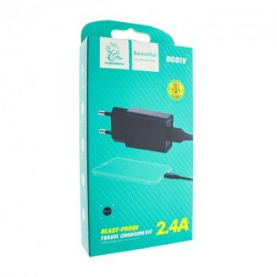 Мережевий зарядний пристрій Denmen (DC01L) + USB кабель Lightning (1USB/2.4A)- чорний