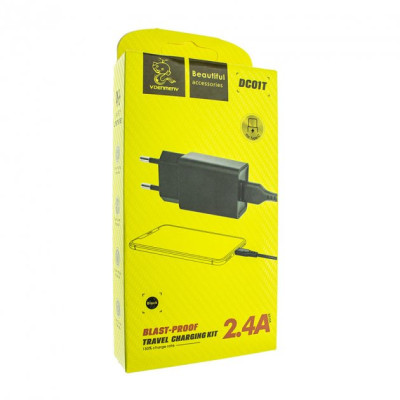 Мережевий зарядний пристрій Denmen (DC01T) + USB кабель Type-C (1USB/2.4A)- білий