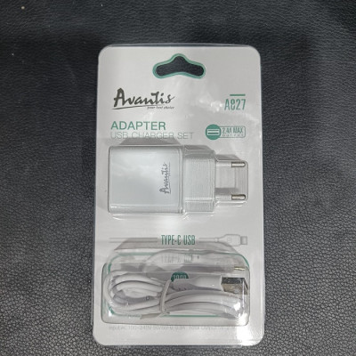 Мережевий зарядний пристрій Avantis A827 (1USB/2,4A) + Type-C cable- білий